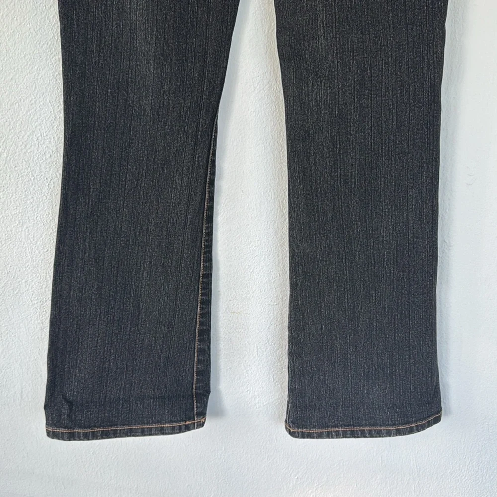 Jeanstar dark wash mid rise flare leg cotton stretch jeans size 4 short